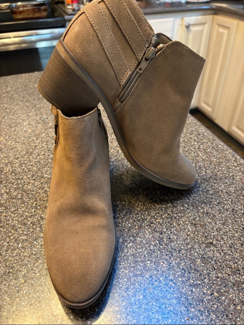Sonoma Taupe Suede Ankle Booties with Side Zip